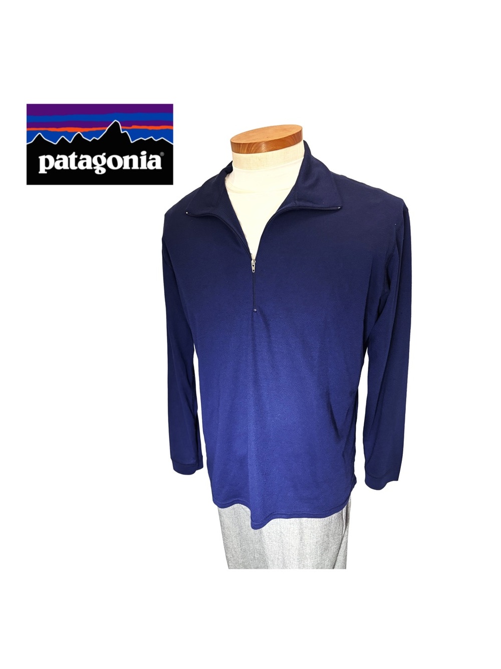 Patagonia Navy Blue Capilene Half-Zip Pullover Size L Made in USA
